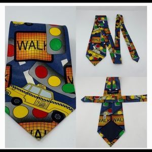 Vtg 80s Umo Lorenzo Italy Tie Taxi Traffic Light